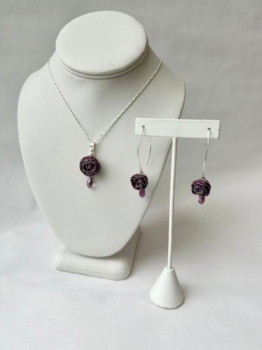 Rose Pendant with Swarovski Crystal Briolette