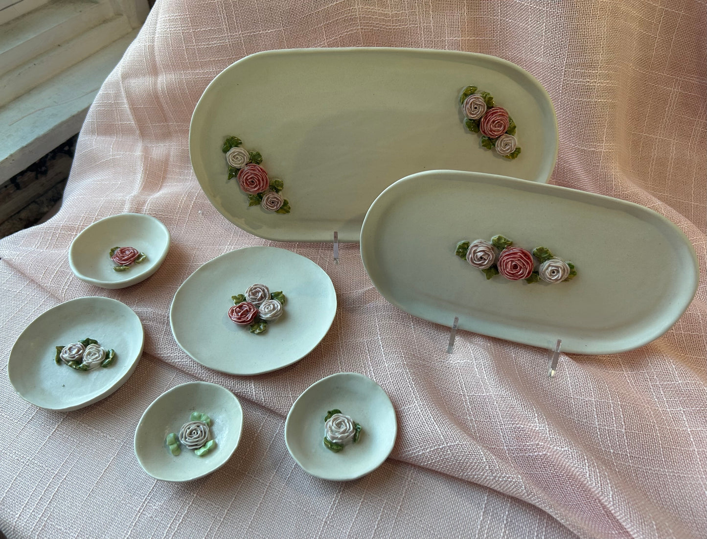 Large Oval Catch All Tray - Blush Rose Collection