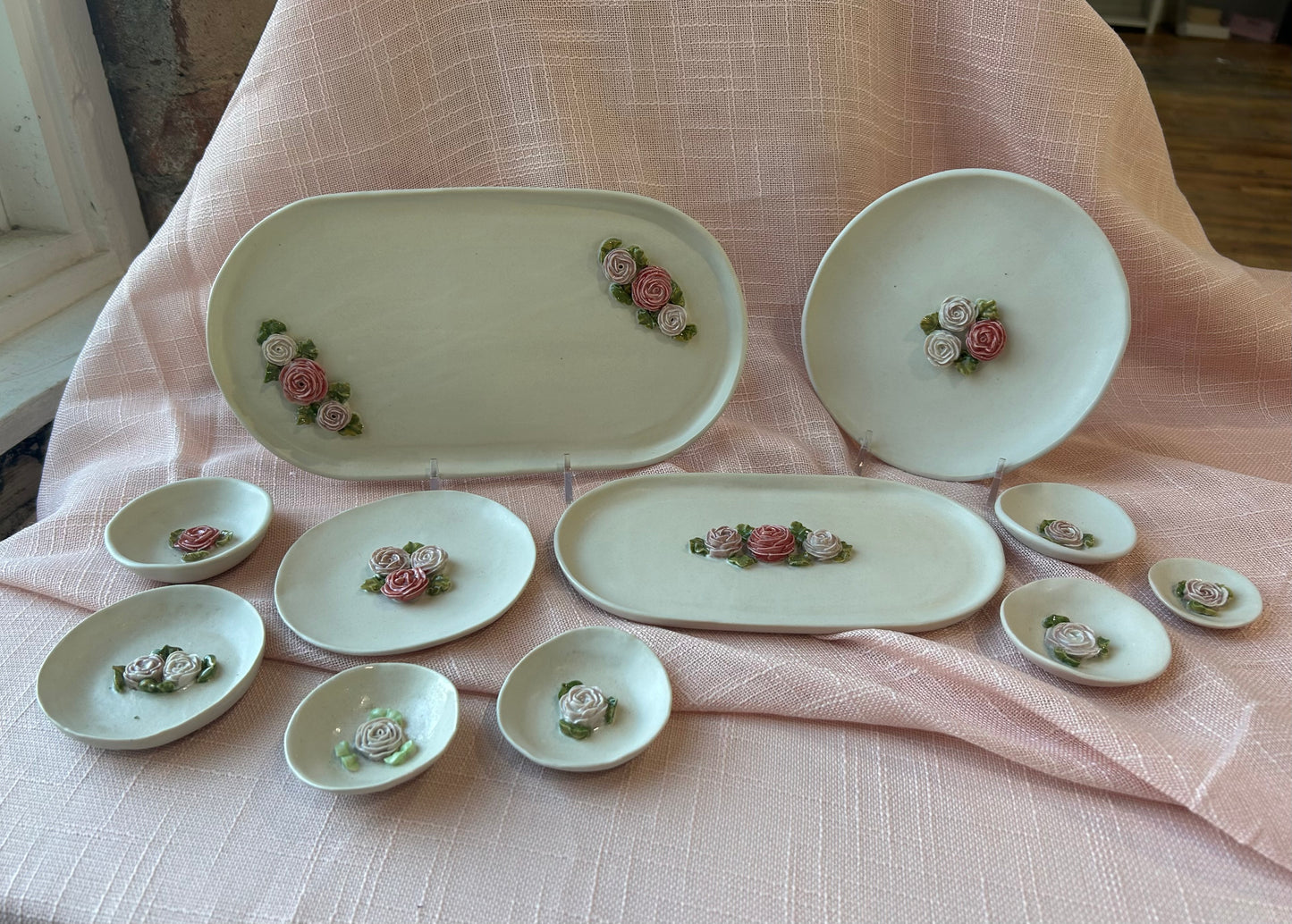 Large Oval Catch All Tray - Blush Rose Collection