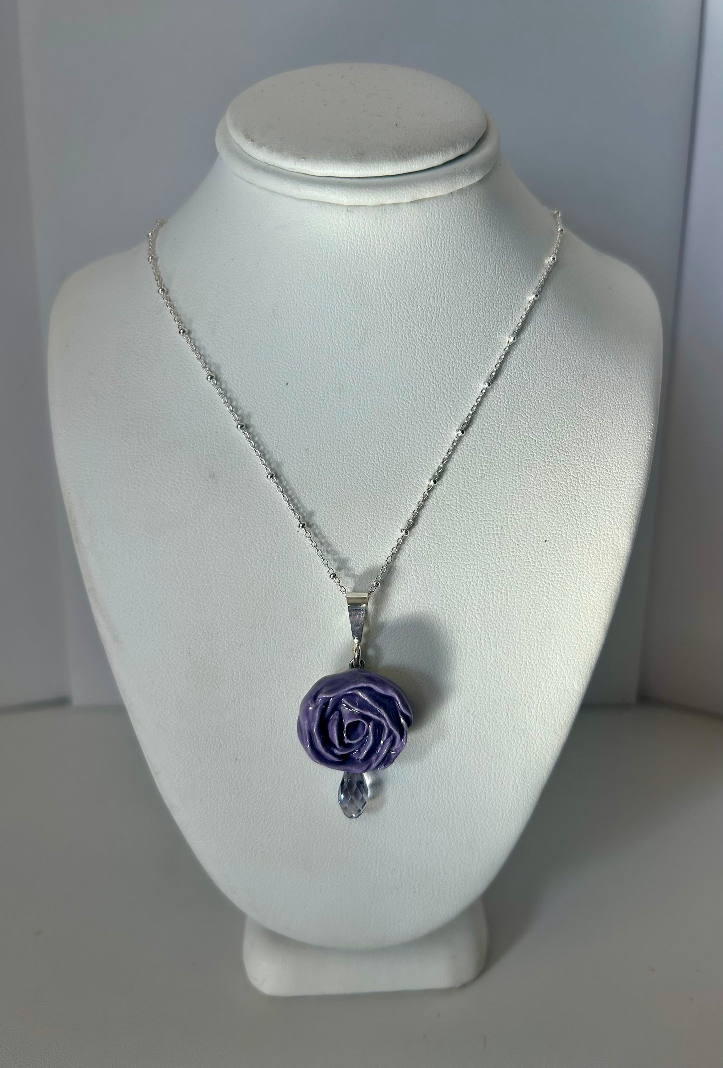 Rose Pendant with Swarovski Crystal Briolette