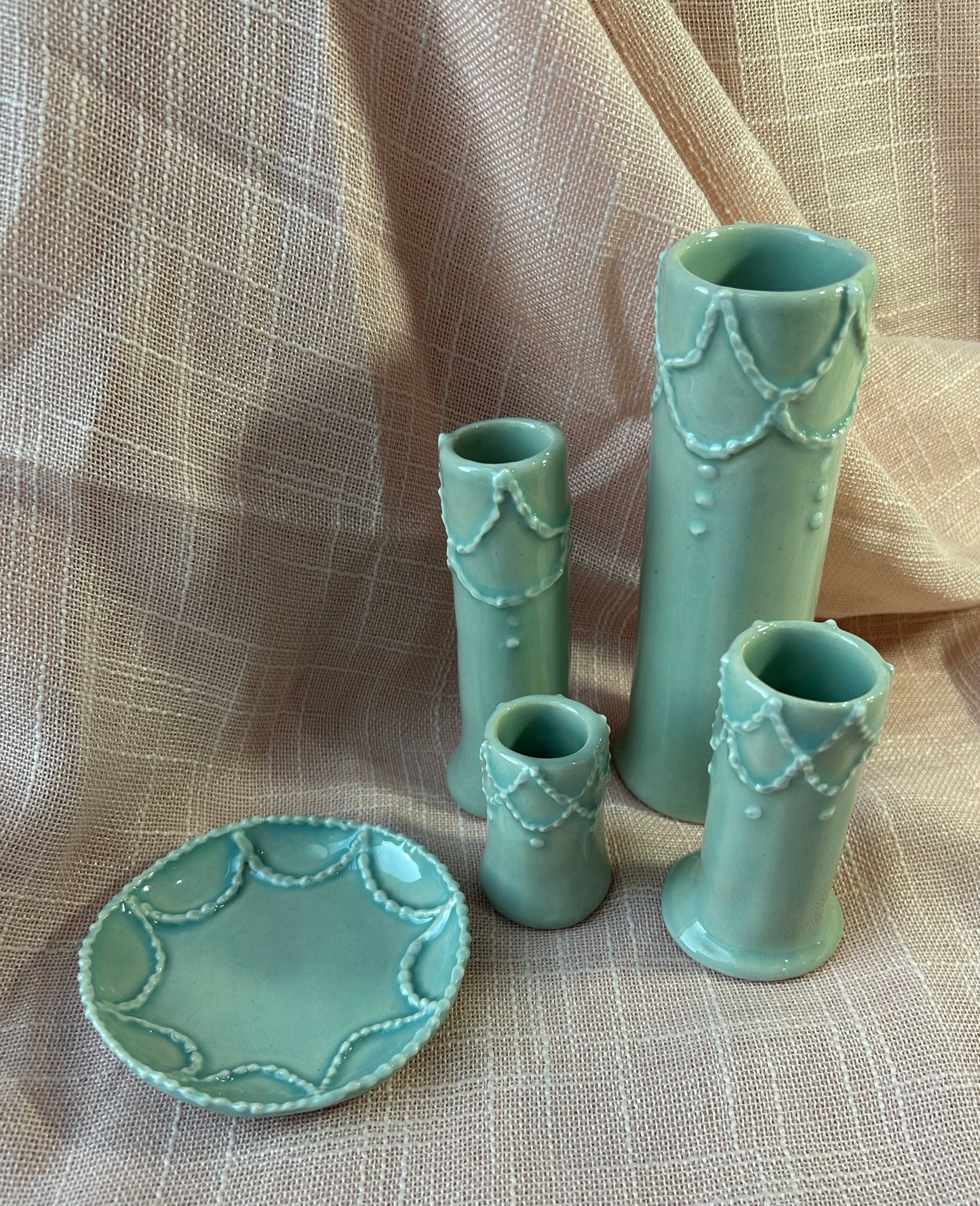 Piped Bud Vase - Aqua Collection
