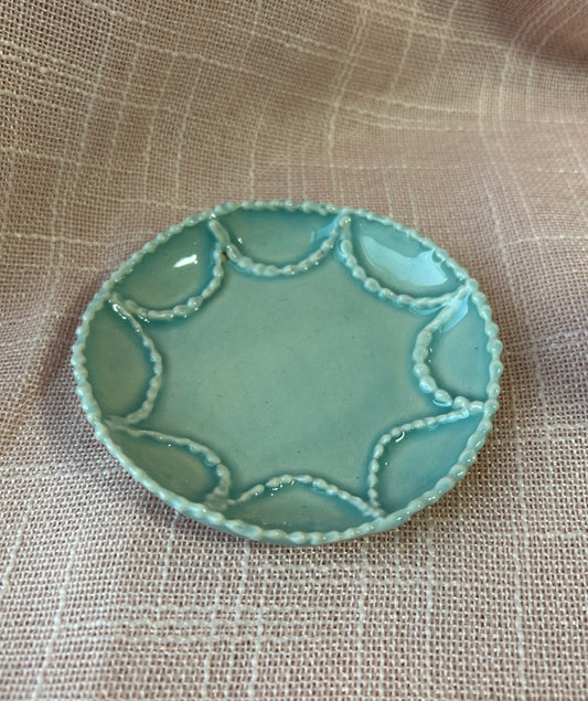 3.5" Piped Trinket Dish- Aqua Collection