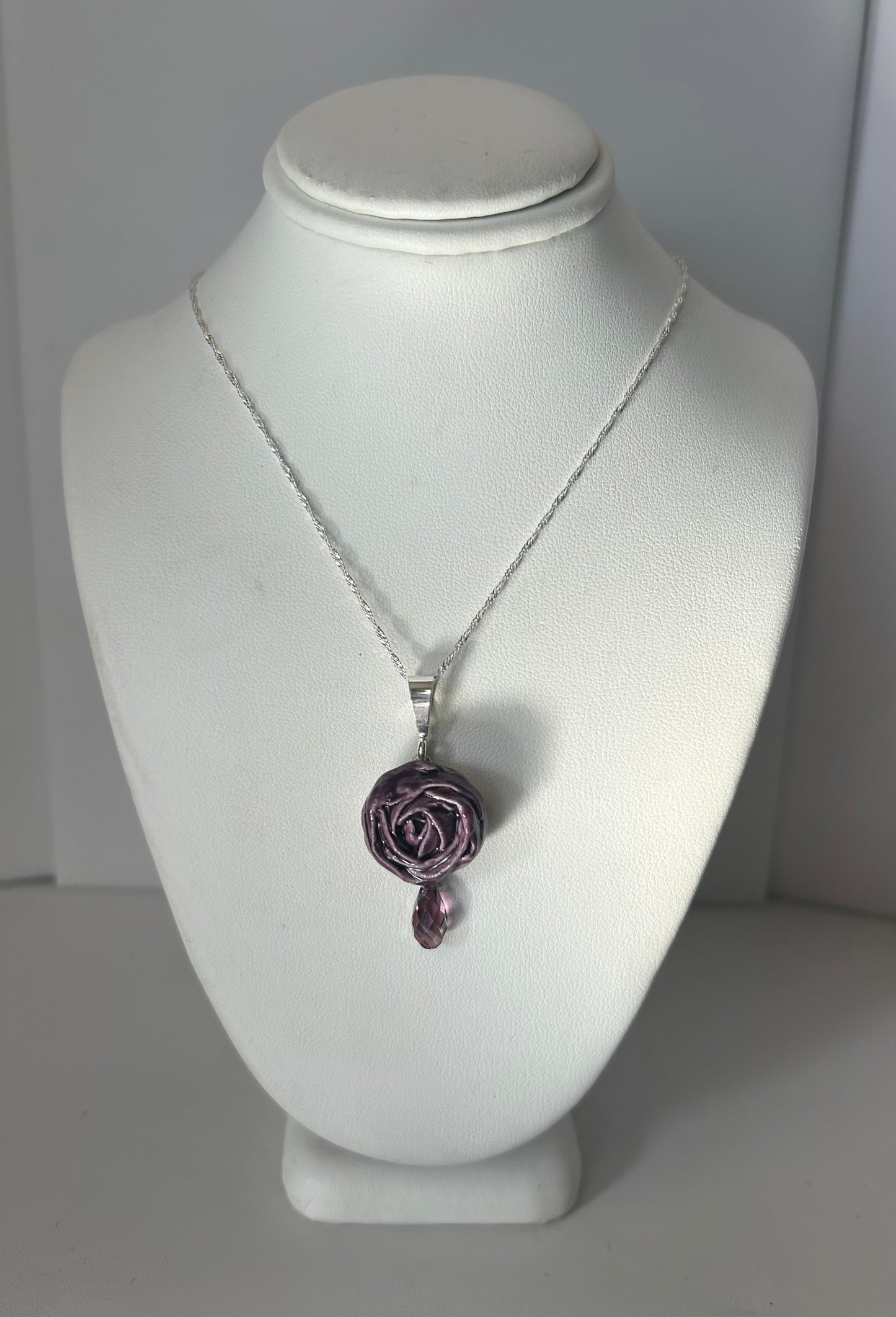 Rose Pendant with Swarovski Crystal Briolette