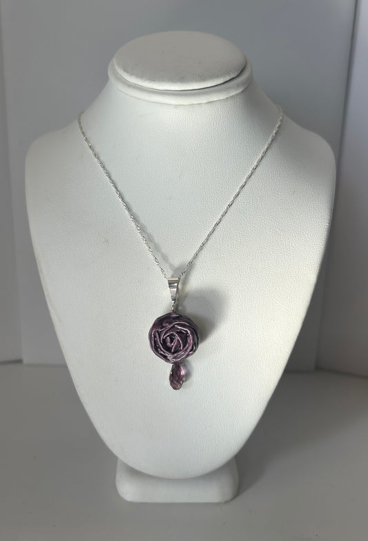 Rose Pendant with Swarovski Crystal Briolette