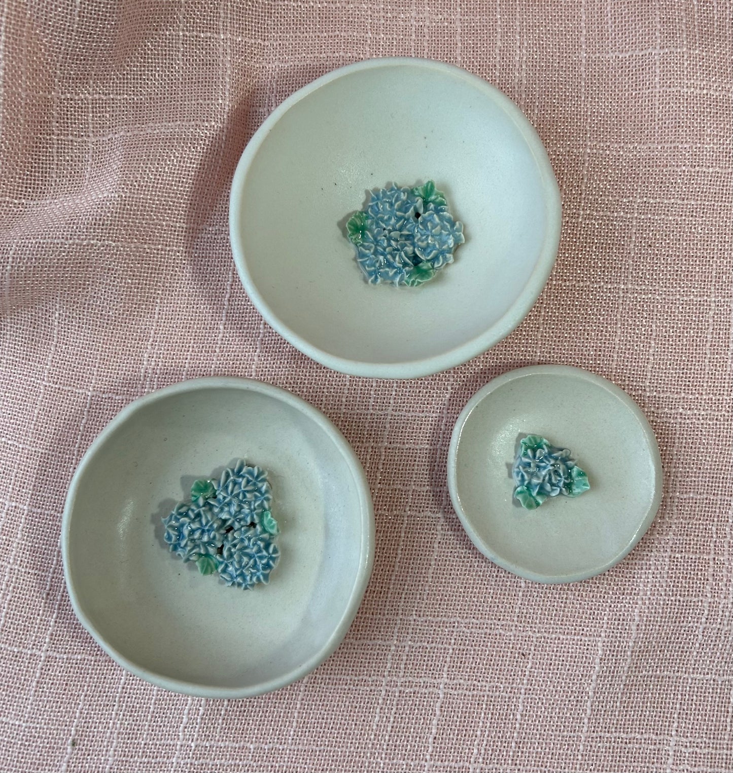 3.5" Round Trinket Dish - Blue Hydrangea Collection