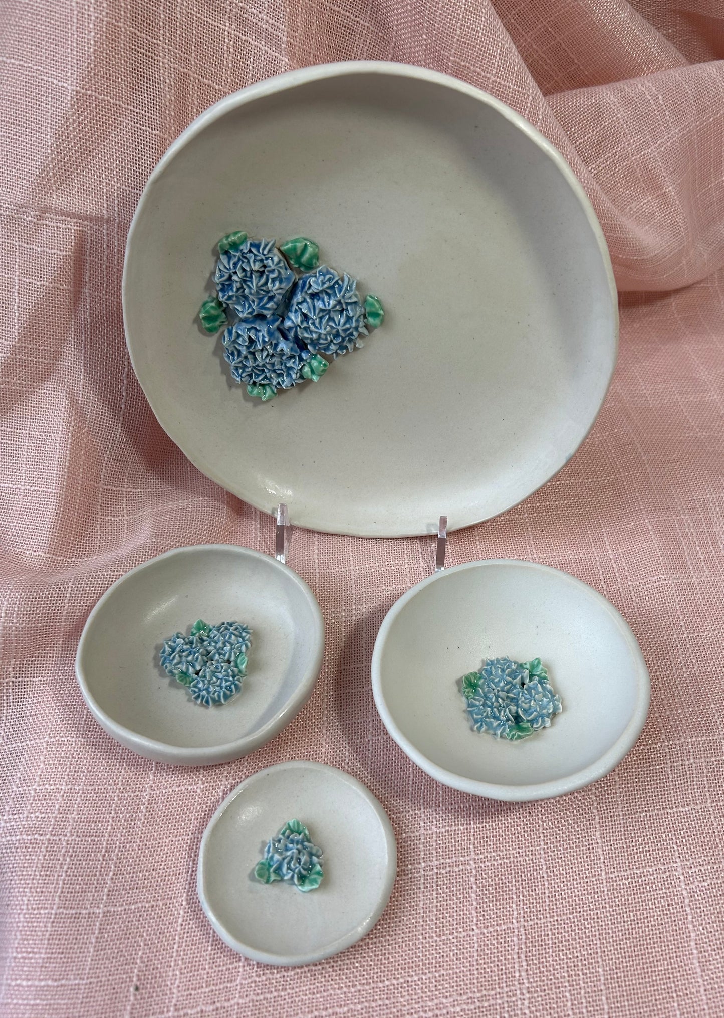 3.5" Round Trinket Dish - Blue Hydrangea Collection