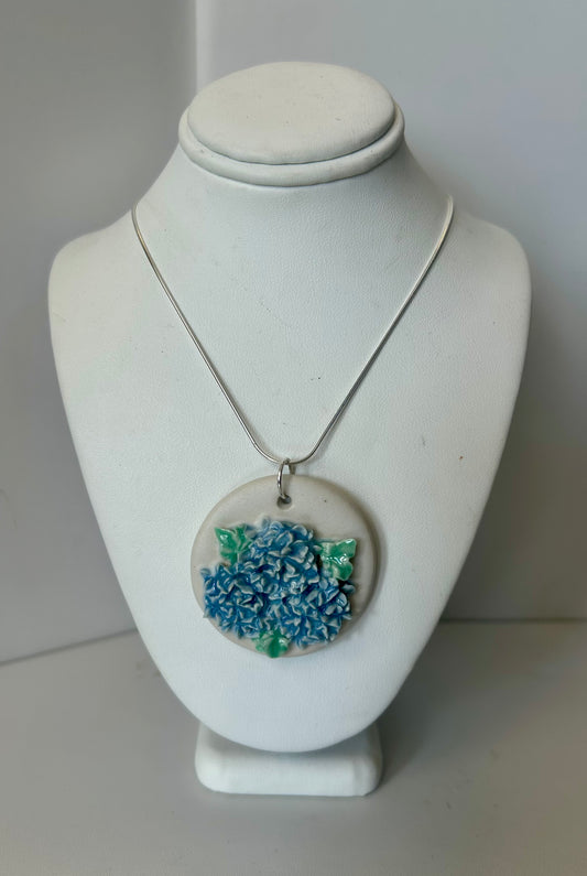 Blue Hydrangea Statement Pendant