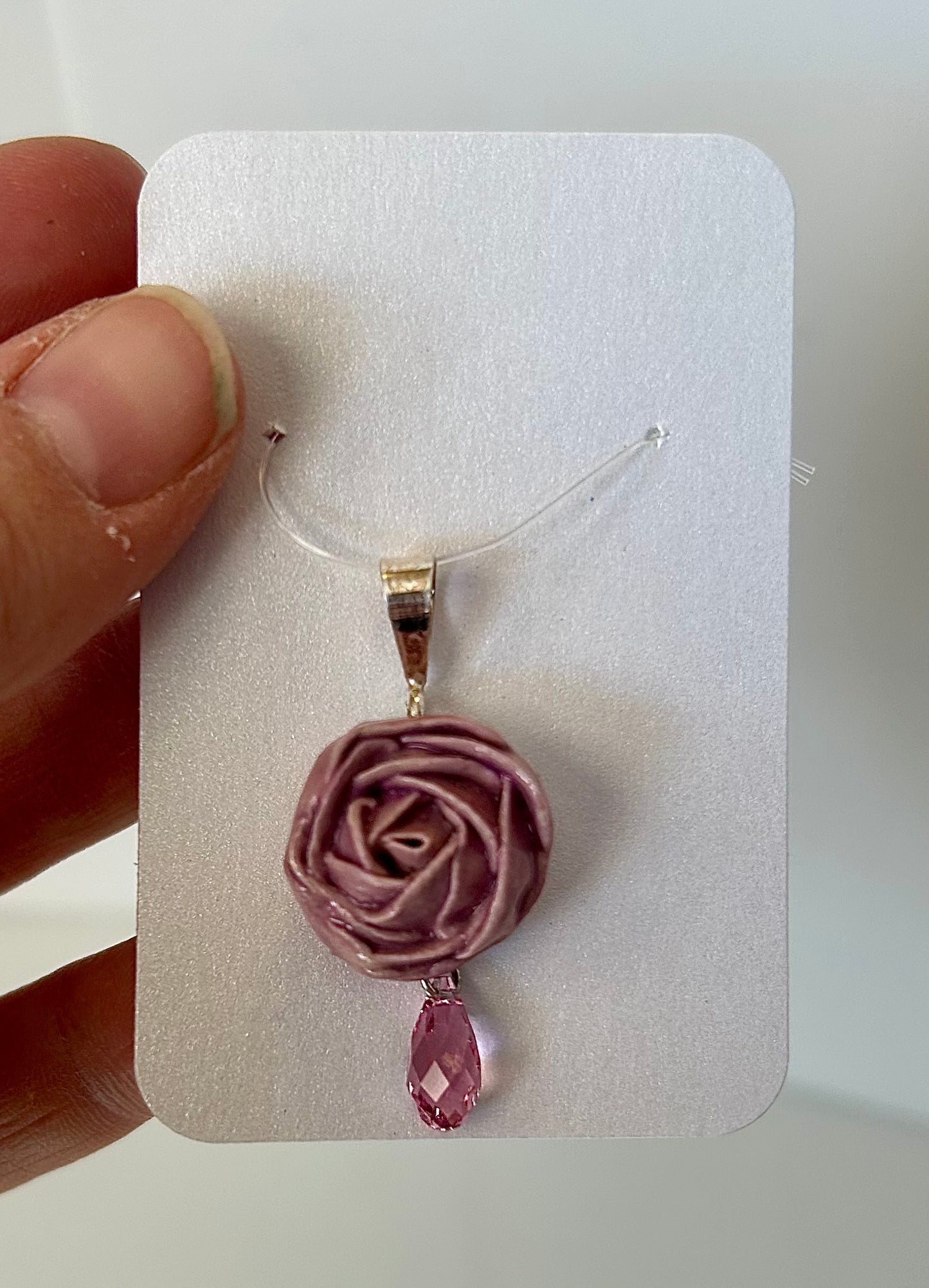 Rose Pendant with Swarovski Crystal Briolette