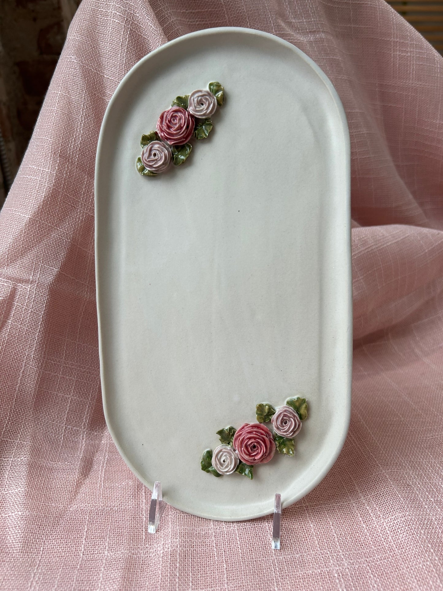 Large Oval Catch All Tray - Blush Rose Collection